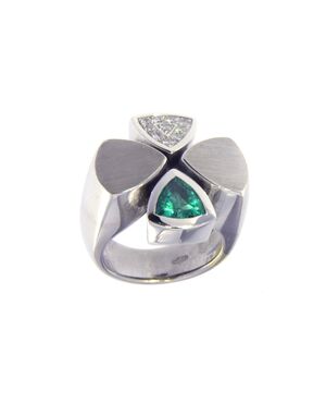 Anello Girandola con smeraldo e diamanti