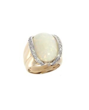 Anello Arlecchino con opale e diamanti
