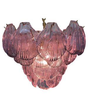Italian Pink Shell Chandelier, Murano