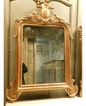 specc374 - gilded mirror with molding, 19th century, size cm l 97 xh 130     