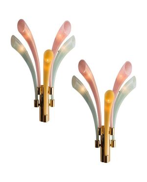 Great Pair of Wall Sconces "Fireworks" by Barovier & Toso, 1980s