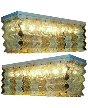 Pair of Ceiling Lights Fixture by Carlo Nason for Mazzega, 1970