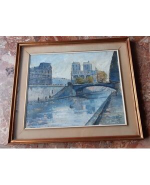 Painting by the Venetian master Angelo Zanutto - view of Paris     