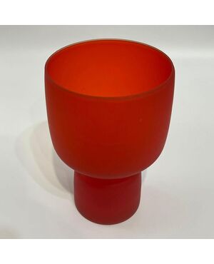 Carlo Moretti, red opaline glass vase from the 70s     