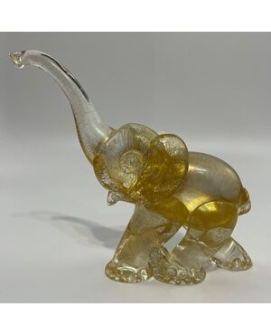 Vintage Seguso Murano glass elephant figurine     