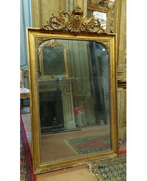  specc380 - specchiera in legno dorato con cimasa, epoca '7/'800, cm l 97 x h 166 