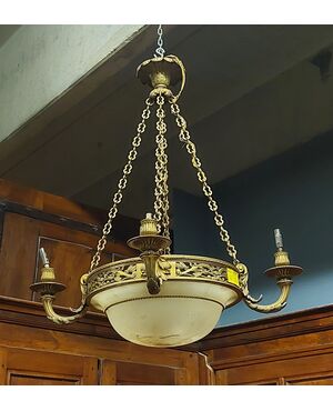 lamp183 - gilded bronze chandelier, 2nd half of the 19th century, meas. cm l 55 xh 85     
