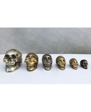 1970s brass skulls - 6 sizes     