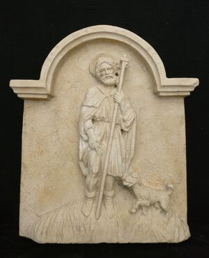 San Rocco in marmo - Edicola da muro - 40 x 36 - Venezia