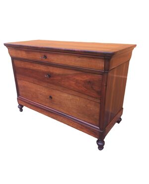 Charles X Cappuccino chest of drawers two and a half Emilian drawers in walnut     