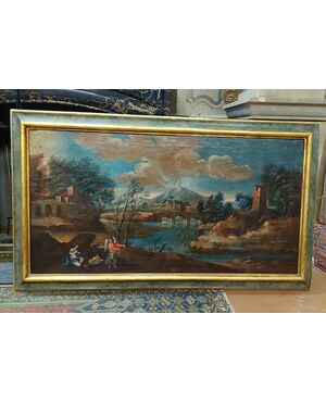 pan325 - oil painting on canvas, 18th century, measure cm l 146 xh 85     