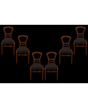 Group of six cherry wood chairs     