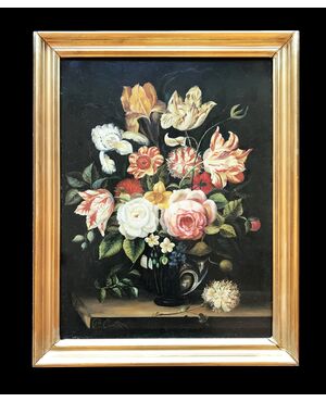 Still life painting of flowers - mid 20th century     
