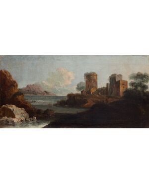 Alessio De Marchis, Marina with fortified village     
