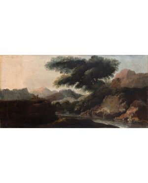 Alessio De Marchis, Rocky landscape with tree     