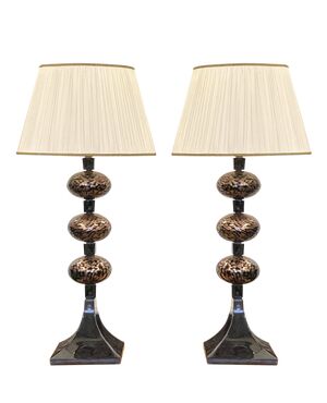 Coppia lampade da tavolo in vetro di Murano