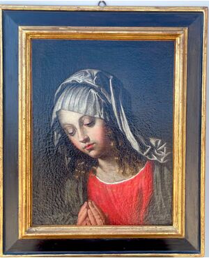 Dipinto olio su tela raffigurante la Madonna.Ambito di Giovan Battista Salvi (Sassoferrato).Roma