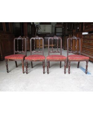 Gruppo di quattro sedie luigi filippo in noce da restaurare - epoca metà 800