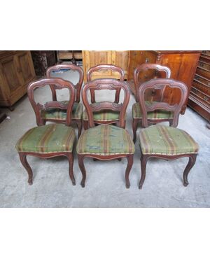 Gruppo di sei sedie luigi filippo noce 1860 ca - da restaurare