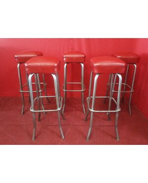 Group of 5 chromed metal stools