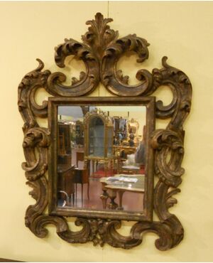 BAROQUE PAPER MIRROR IN CARVED SOLID WOOD AND GOLDEN MERCURY MIRROR