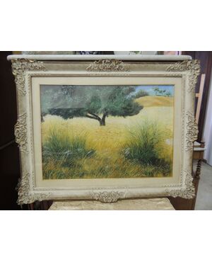 Paesaggio  con albero nel grano, mis. cm 70 x 50