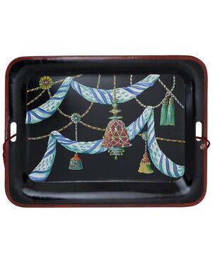 Italian Hand-Painted Metal Tray for Table or Wall     