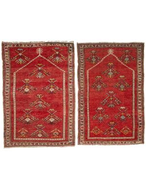 Coppia di antichi tappeti preghiera turchi KIRSHEIR - n.460-461