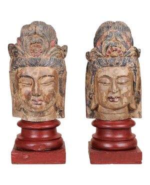 Pair of polychrome wood sculptures     