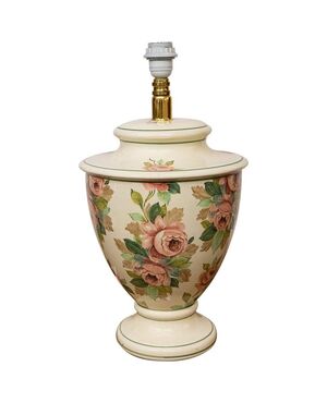 Ceramic lamp with hand-painted roses     