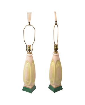 Pair of rare Murano opaline lamps from the 1930s     
