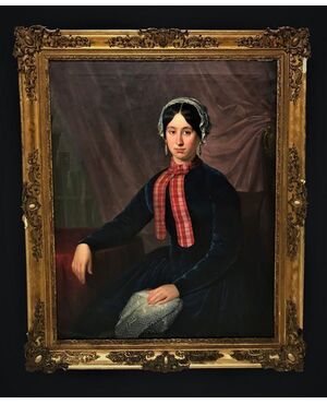 French school Mid 19th century - Portrait of a woman with a tie