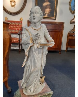 St. Matthew sculpture in white and gold lacquer