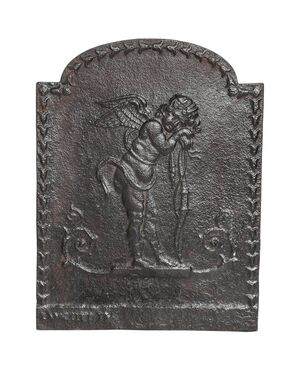 Plate for fireplace with &quot;cherub&quot;     