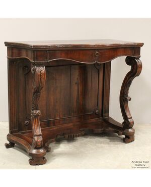 Antique Charles X console in walnut - Italy, 19th century     