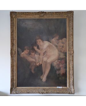 Painting depicting women with children about to take a bath
