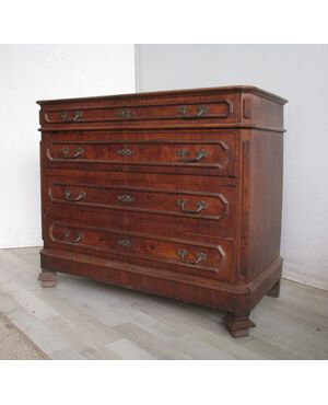 Walnut chest of drawers - Umbertino - late 19th century - chest of drawers     