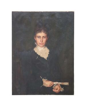 Antique oil painting on canvas portrait of a lady early 20th century NEGOTIABLE PRICE