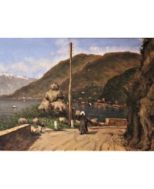 G. Amadori 1931 "Lake Maggiore the road between Luino and Colmegna"