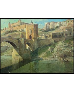 116x85x2 cm with co - Toledo: the Alcantara bridge