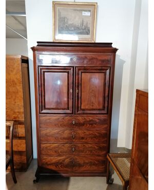 Mahogany cabinet with drawers and doors