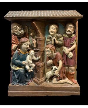 Historicist School - Beautiful Relief Nativity Scene in the Renano Style from the 16th century
