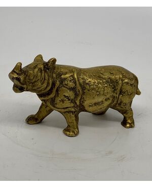 Nice Rhinoceros In Gilded Bronze - Spain, c. 1960