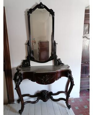 Console with marble top and mirror
