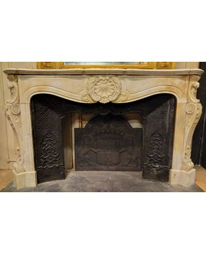 chm728 - white marble fireplace, &#39;700, cm l 180 xh 108 xp 41     