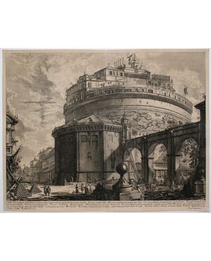 “Veduta del Mausoleo d'Elio Adriano ora chiamato Castello Sant'Angelo nella parte opposta alla Facciata dentro al Castello”