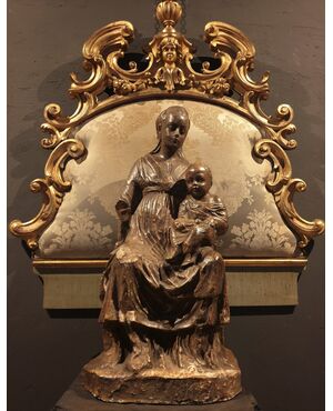 Scultura in terracotta fine 700 raffigurante Madonna con Bambino