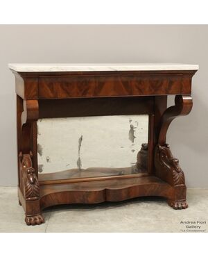Antique Console Charles X in mahogany - Italy, 19th century     
