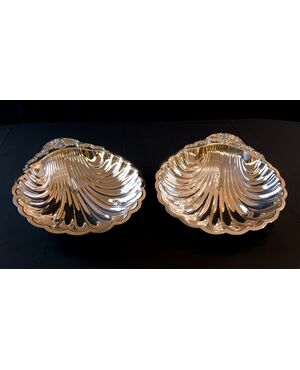 Pair of large Silverplate shells     