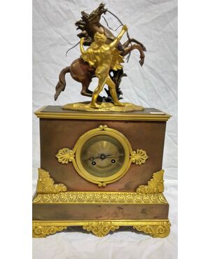 Table clock in gilded and burnished bronze, Napoleon III period, France